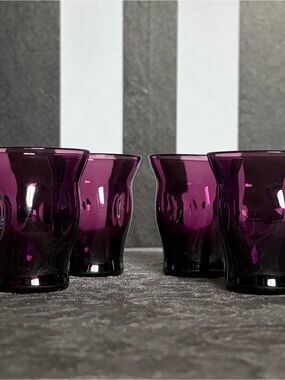 Cambridge Glass 1930s Mulberry Amethyst Pinch Tumblers Cordial Glasses Set of 4